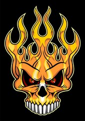 red flaming skull