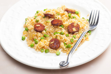 risotto with chorizo and pea