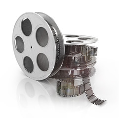 3d film reel copy isolated on white background