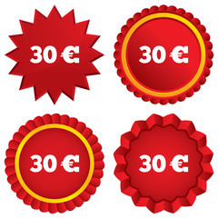 30 Euro sign icon. EUR currency symbol.
