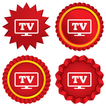 Widescreen TV sign icon. Television set symbol.