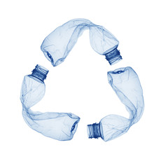 Concept of recycle.Empty used plastic bottle on white background