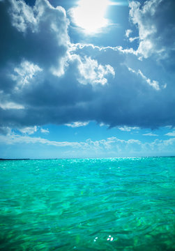 beautiful waters of the caribbean sea near saona island