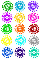 Blumen, icon, Button, bunt