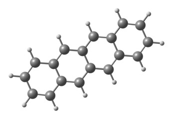 Naphtacene (Tetracene) molecular structure isolated on white