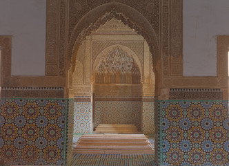 Tile work in the Saadian tombs in Marrakesh