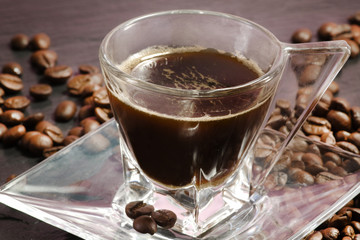coffee cup with coffee beans