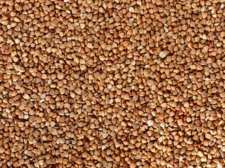 Buckwheat seeds flat food background