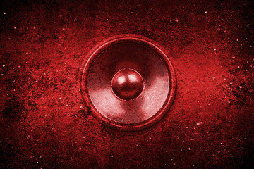 Red grunge music speaker