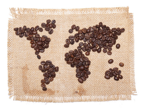 Coffee map on hessian background