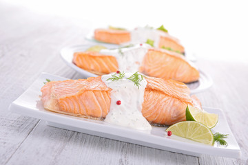 grilled salmon and sauce