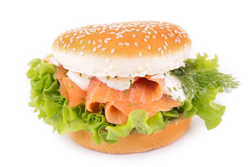 burger with smoked salmon