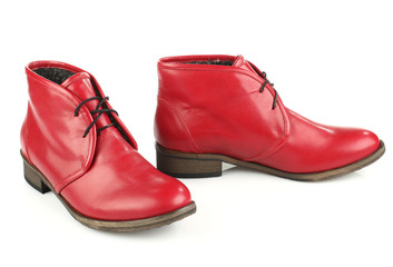 Women's red boots with laces
