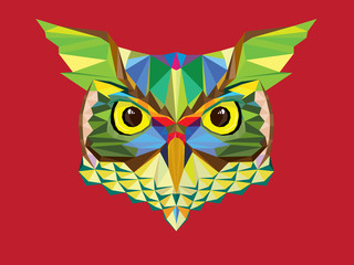 Owl head in geometric pattern © happysunstock