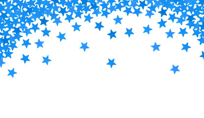 Blue stars in the form of confetti on white