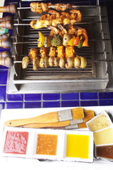 Barbecue Kebab Platter are small pieces of meat on skewers