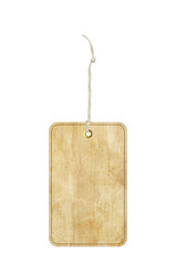 paper tag with metal grommet isolated on white background