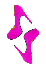 pink high heeled woman shoes isolated on white