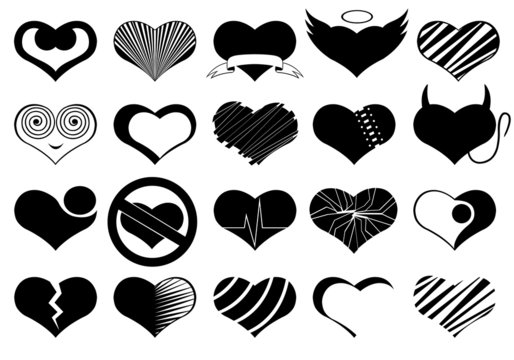 Set Of Different Hearts