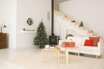 Living room during the Christmas season