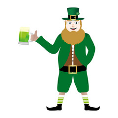 leprechaun with beer St. Patrick's Day