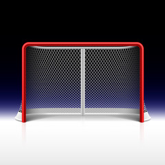 Obraz premium Ice hockey net, goal on black