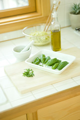 Pasta with sweet basil