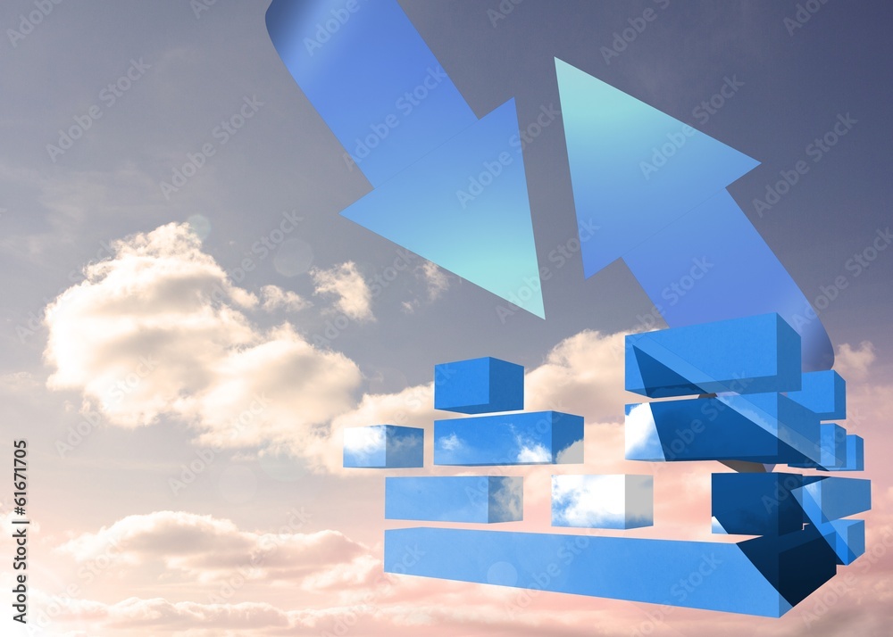 Poster Composite image of arrow in sky on abstract screen