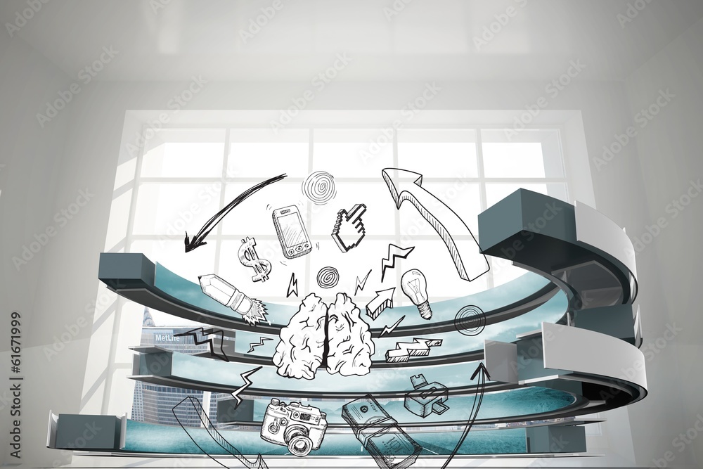 Aufkleber Composite image of media brainstorm in a curved structure