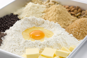 Ingredients for making a cake
