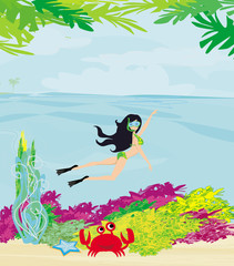 Obraz premium beautiful girl dives