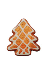 Cute christmas tree cookie with glazed sugar