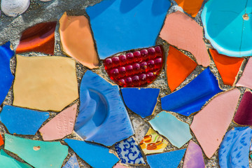 Obraz premium Closeup of Watts Towers Wall faced with colorful ceramics