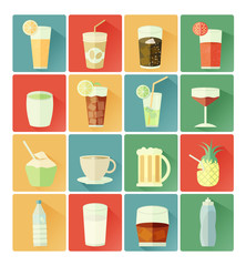 flat icons drink set