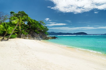 White sand beach. Malcapuya island, Philippines