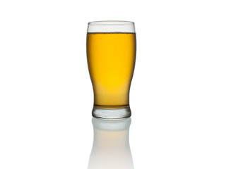 A glass of beer isolated on a white background