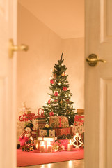 Christmas tree and presents in a room