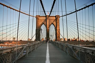 Papier Peint photo Lavable Brooklyn Bridge Sur le pont de Brooklyn