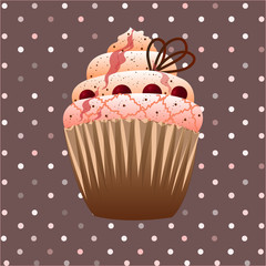 cranberries cupcake on the brown background
