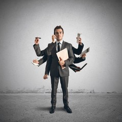 Multitasking businessman