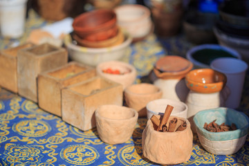 Ethnic spices and pottery