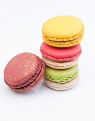 colorful macaroon on white background