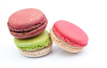 colorful macaroon on white background