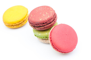 colorful macaroon on white background