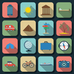 Travel and tourism flat vector icons