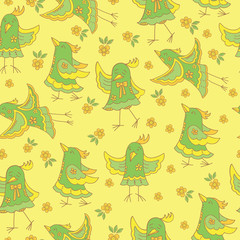 Seamless texture with birds. Spring vector art