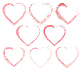 Collection of red hearts. Vector illustration