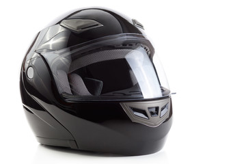 Black, glossy motorcycle helmet - 61682113
