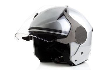 Silver bike helmet isolated - 61682373