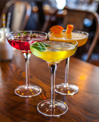 Delicious coctails garnished with fruits